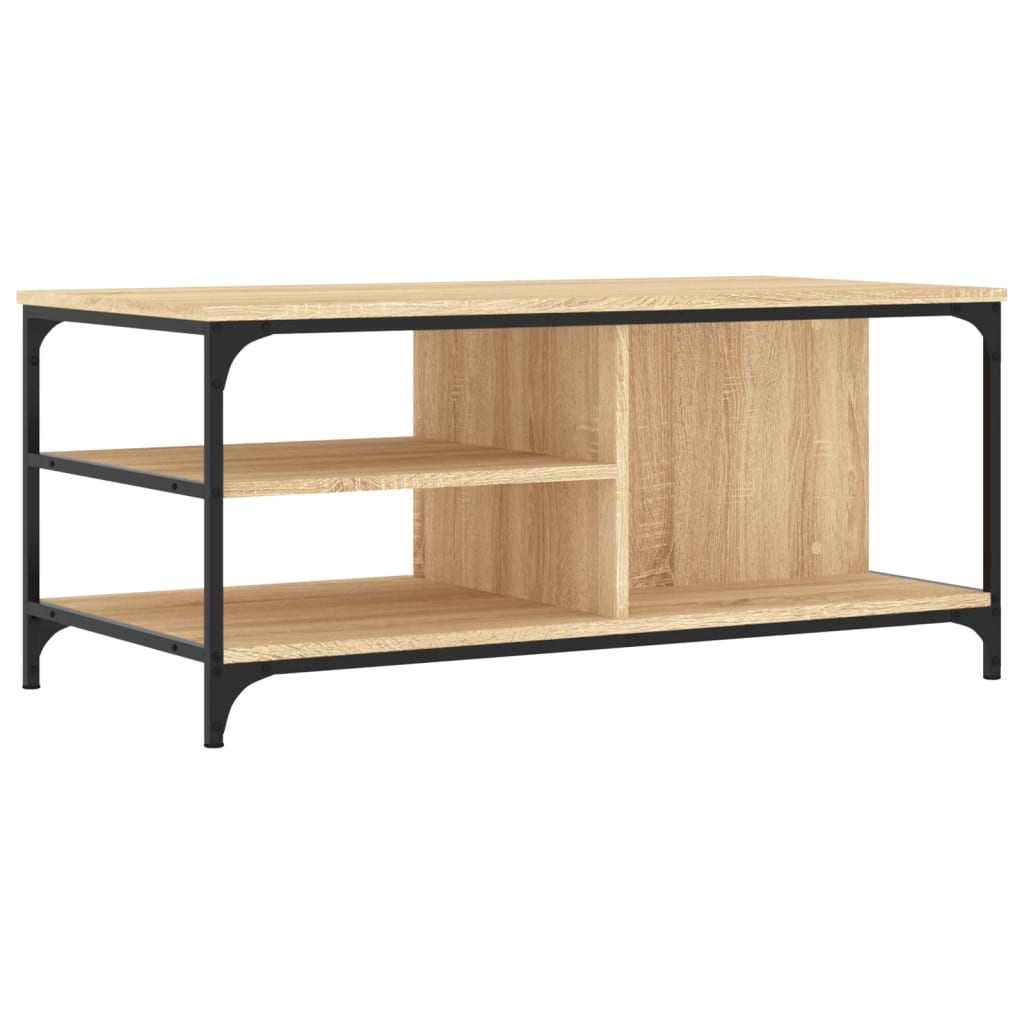 Salontafel 100x50x45 cm bewerkt hout sonoma eikenkleurig is nu te koop bij PeponiXL, paradijselijk wonen!