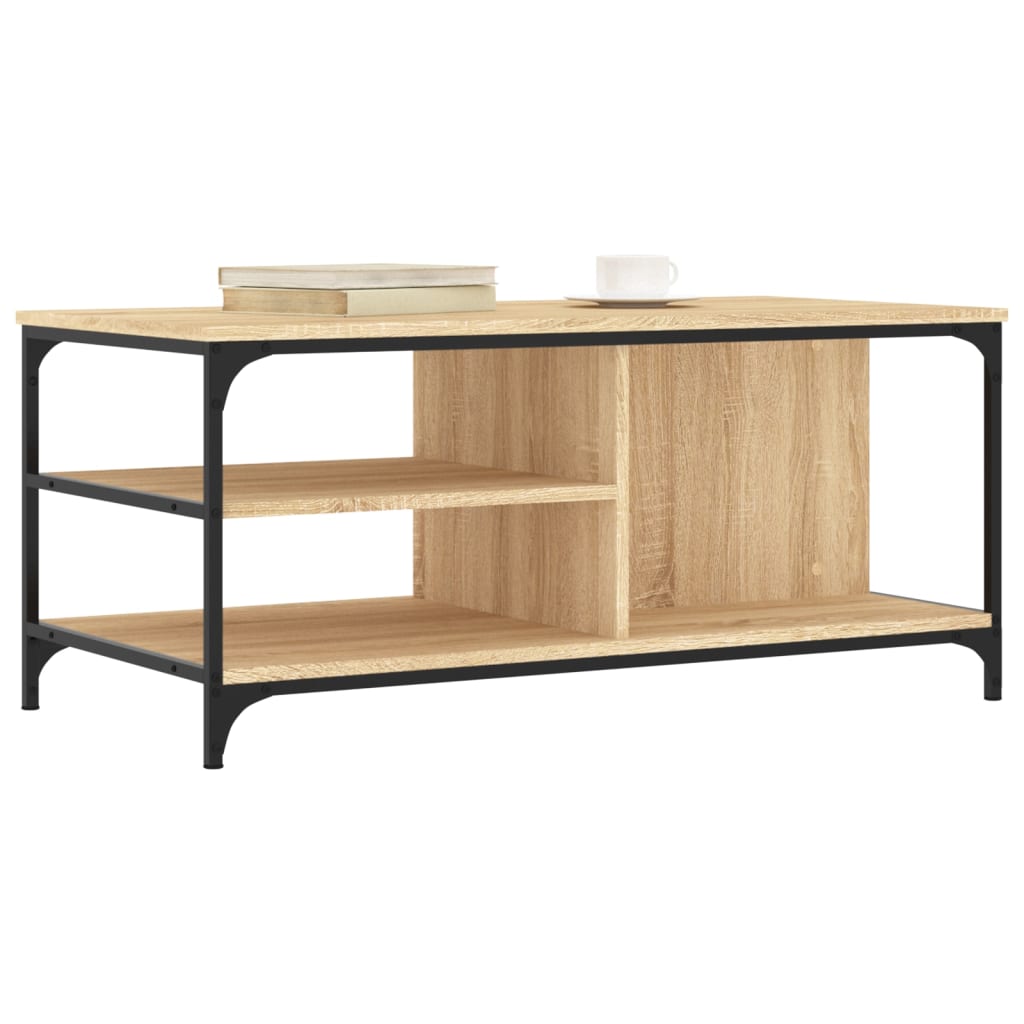 Salontafel 100x50x45 cm bewerkt hout sonoma eikenkleurig is nu te koop bij PeponiXL, paradijselijk wonen!