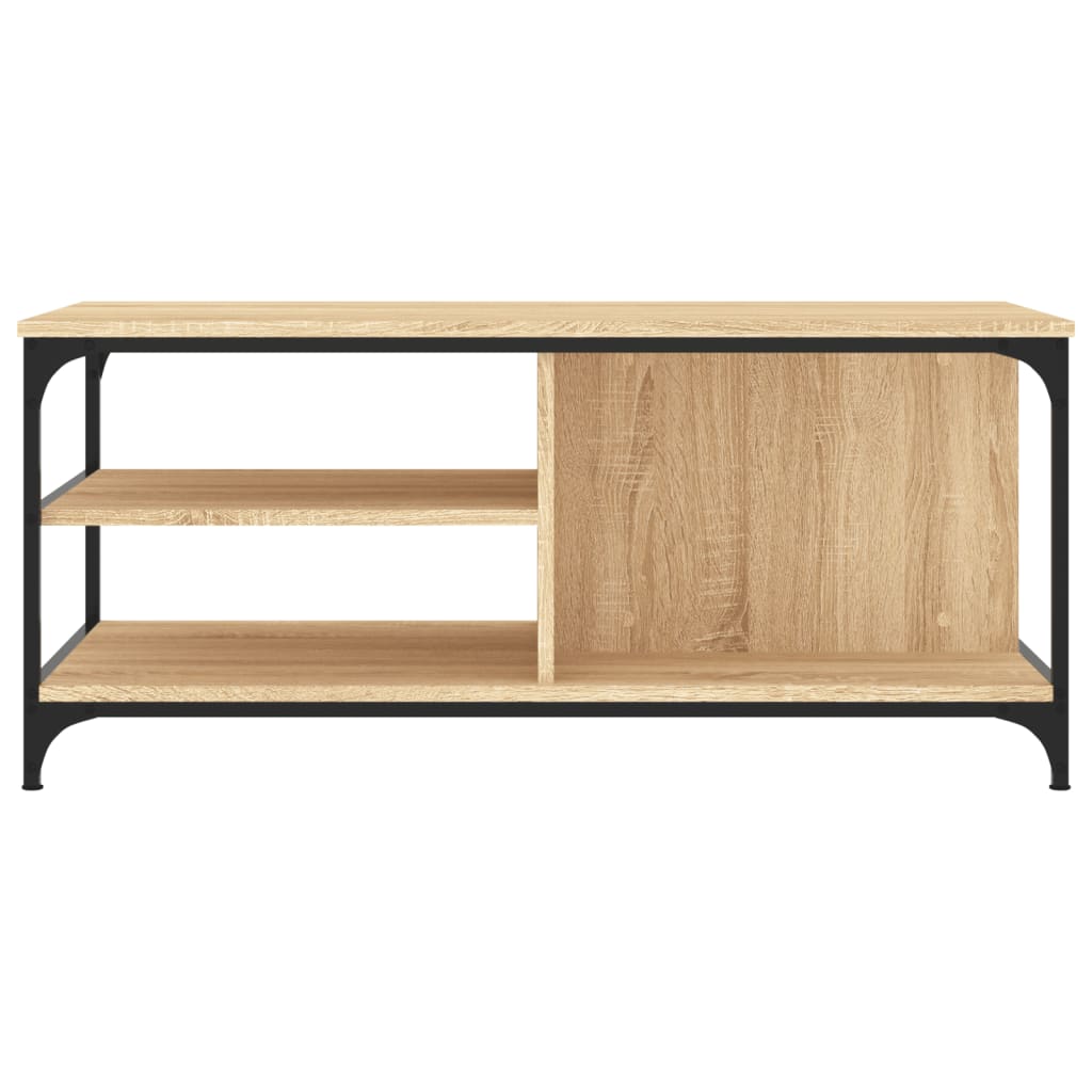 Salontafel 100x50x45 cm bewerkt hout sonoma eikenkleurig is nu te koop bij PeponiXL, paradijselijk wonen!