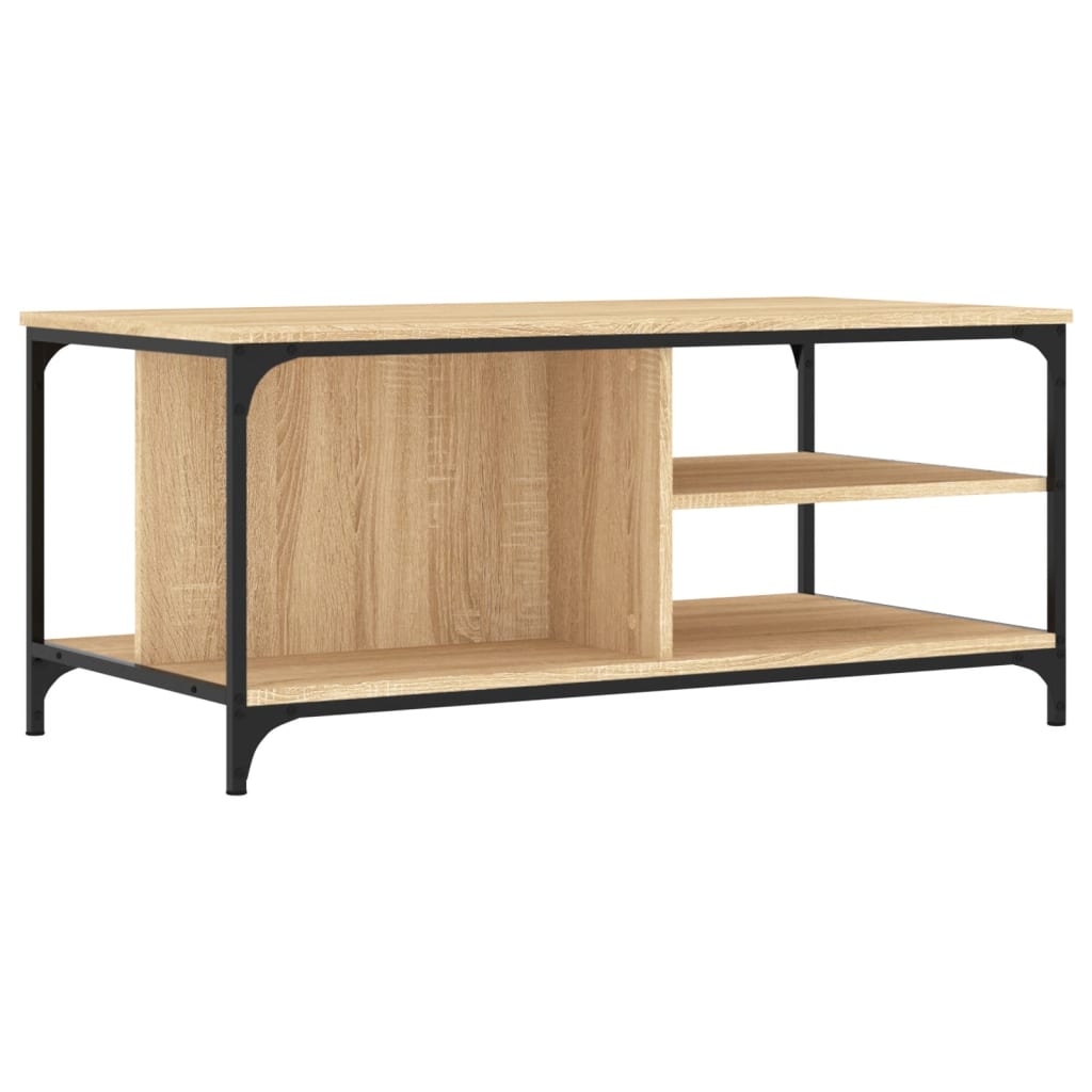 Salontafel 100x50x45 cm bewerkt hout sonoma eikenkleurig is nu te koop bij PeponiXL, paradijselijk wonen!