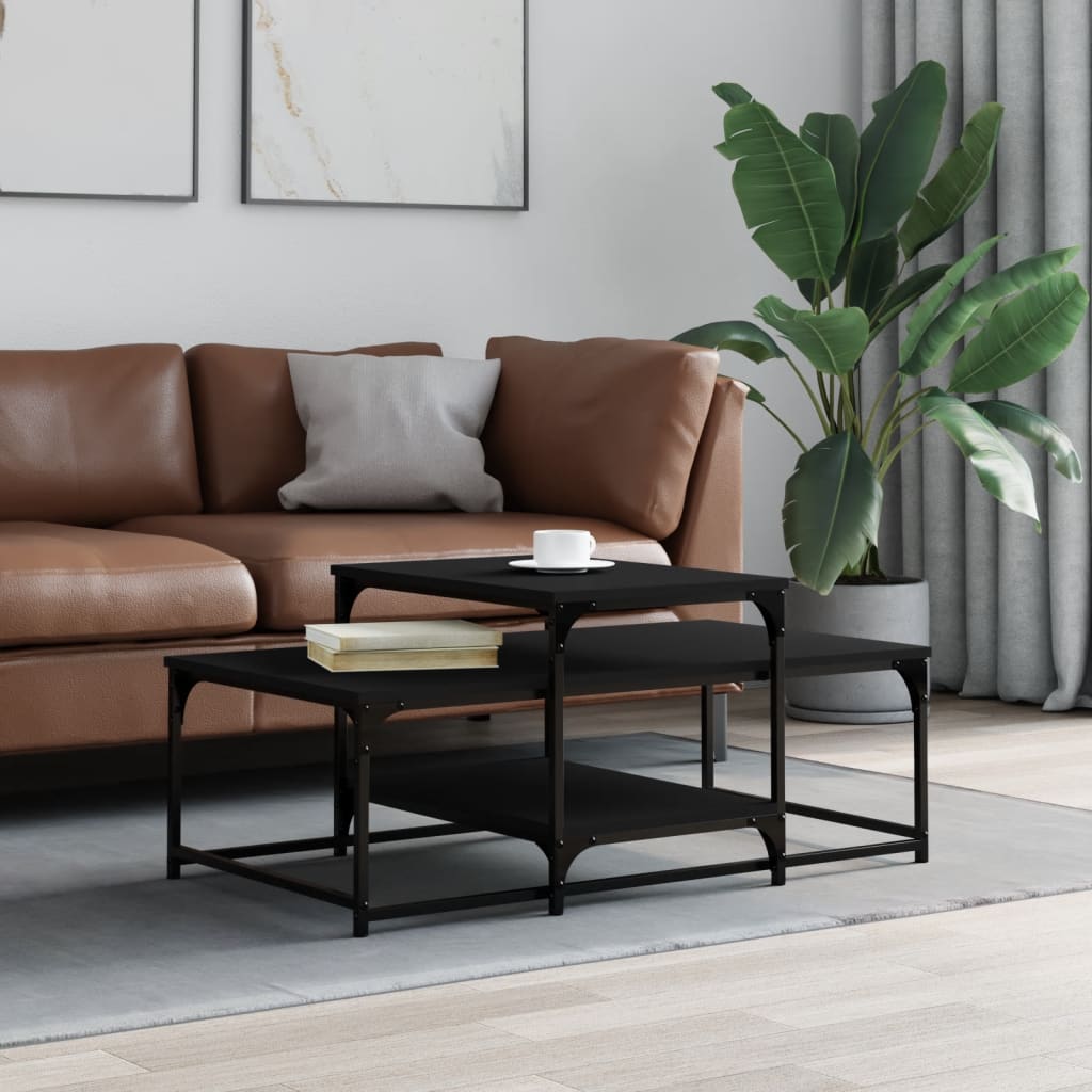 Salontafel 102x60x45 cm bewerkt hout zwart is nu te koop bij PeponiXL, paradijselijk wonen!