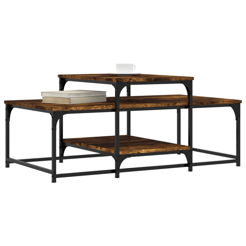Salontafel 102x60x45 cm bewerkt hout gerookt eikenkleurig is nu te koop bij PeponiXL, paradijselijk wonen!