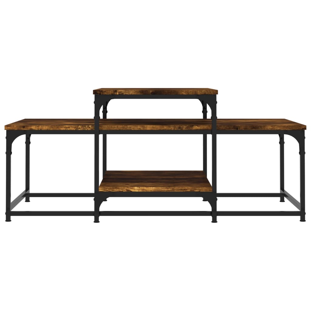 Salontafel 102x60x45 cm bewerkt hout gerookt eikenkleurig is nu te koop bij PeponiXL, paradijselijk wonen!