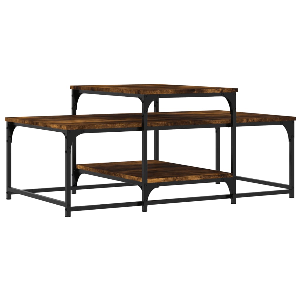 Salontafel 102x60x45 cm bewerkt hout gerookt eikenkleurig is nu te koop bij PeponiXL, paradijselijk wonen!