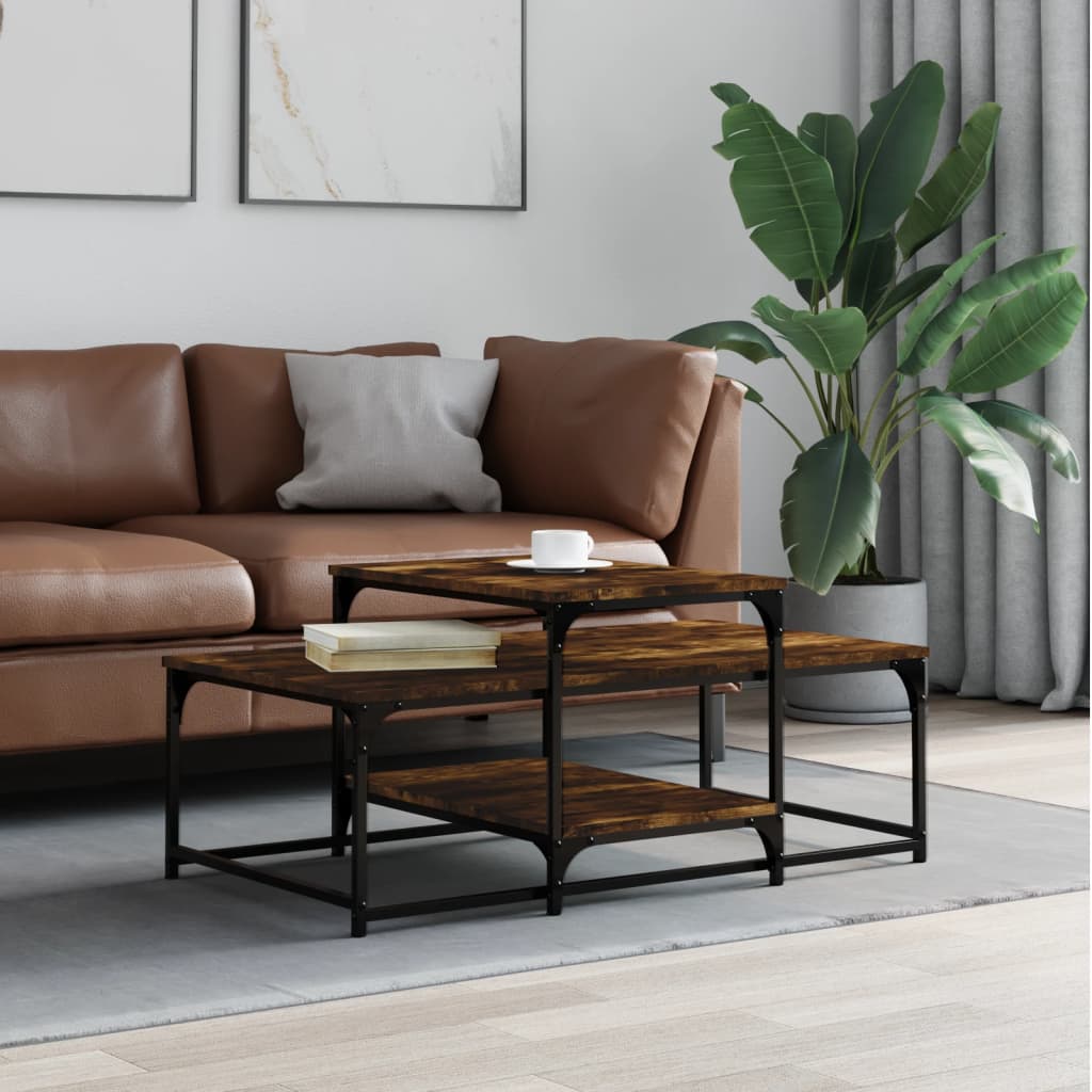 Salontafel 102x60x45 cm bewerkt hout gerookt eikenkleurig is nu te koop bij PeponiXL, paradijselijk wonen!
