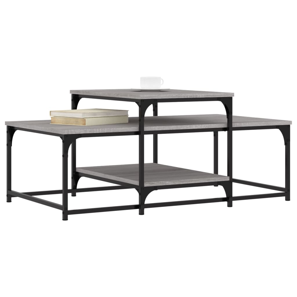 Salontafel 102x60x45 cm bewerkt hout grijs sonoma eikenkleurig is nu te koop bij PeponiXL, paradijselijk wonen!