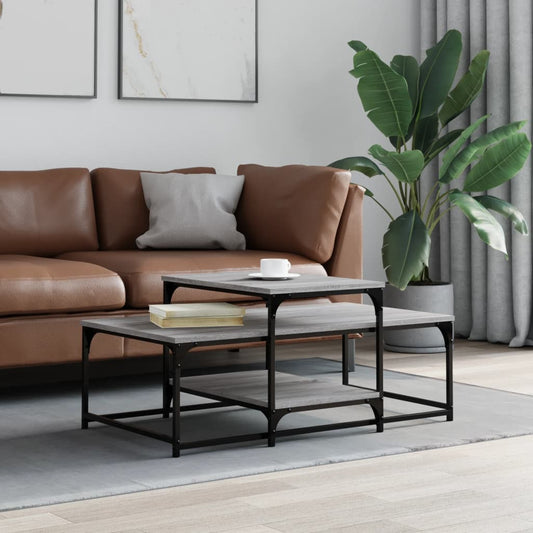 Salontafel 102x60x45 cm bewerkt hout grijs sonoma eikenkleurig is nu te koop bij PeponiXL, paradijselijk wonen!