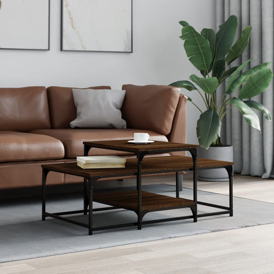 Salontafel 102x60x45 cm bewerkt hout bruin eikenkleur is nu te koop bij PeponiXL, paradijselijk wonen!