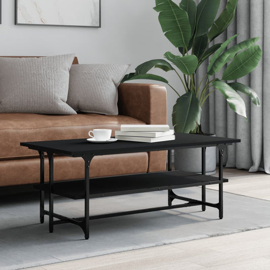 Salontafel 100x50x40 cm bewerkt hout zwart eikenkleurig is nu te koop bij PeponiXL, paradijselijk wonen!