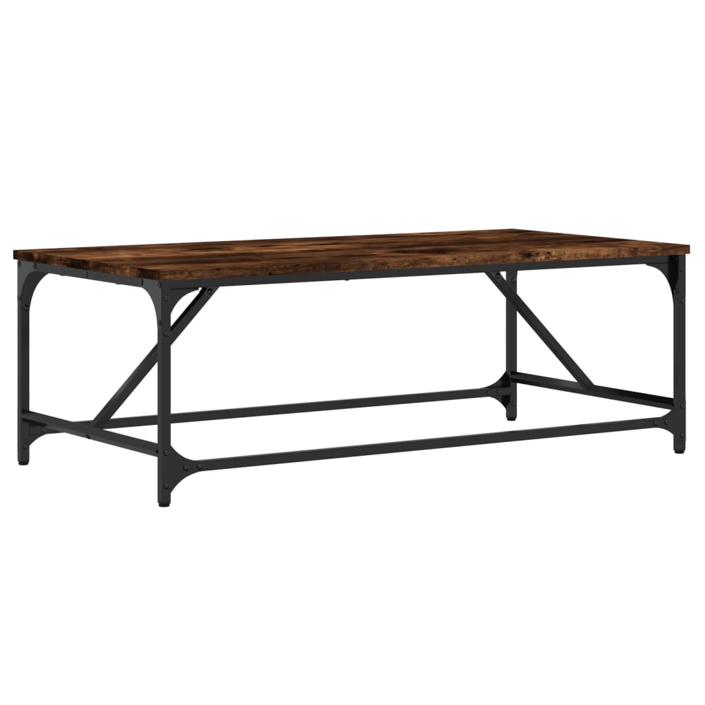 Salontafel 100x50x35 cm bewerkt hout gerookt eikenkleurig is nu te koop bij PeponiXL, paradijselijk wonen!