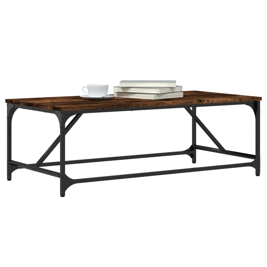 Salontafel 100x50x35 cm bewerkt hout gerookt eikenkleurig is nu te koop bij PeponiXL, paradijselijk wonen!