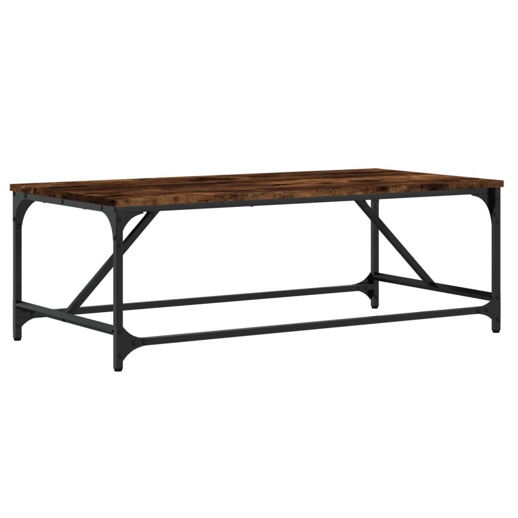Salontafel 100x50x35 cm bewerkt hout gerookt eikenkleurig is nu te koop bij PeponiXL, paradijselijk wonen!