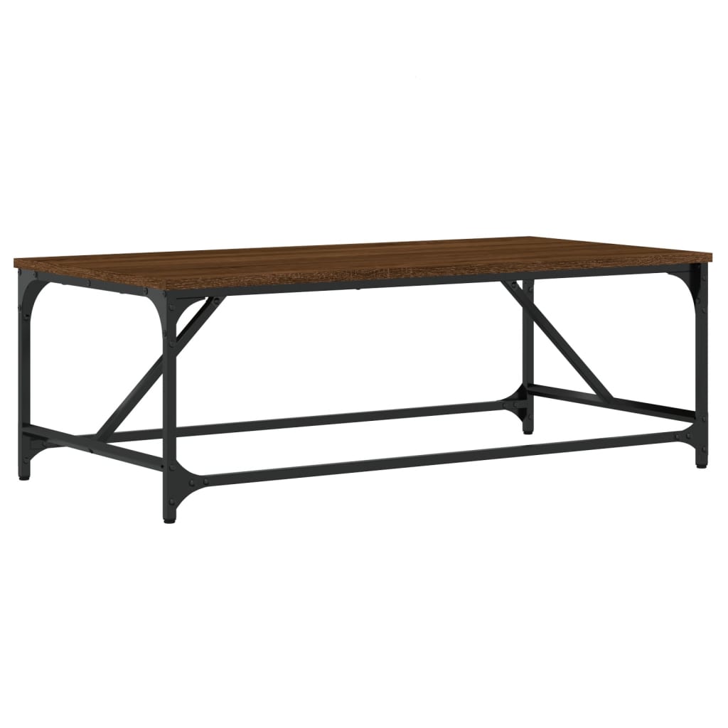 Salontafel 100x50x35 cm bewerkt hout bruin eikenkleur is nu te koop bij PeponiXL, paradijselijk wonen!