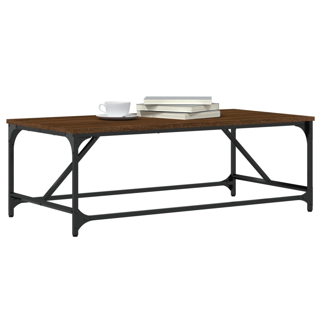 Salontafel 100x50x35 cm bewerkt hout bruin eikenkleur is nu te koop bij PeponiXL, paradijselijk wonen!