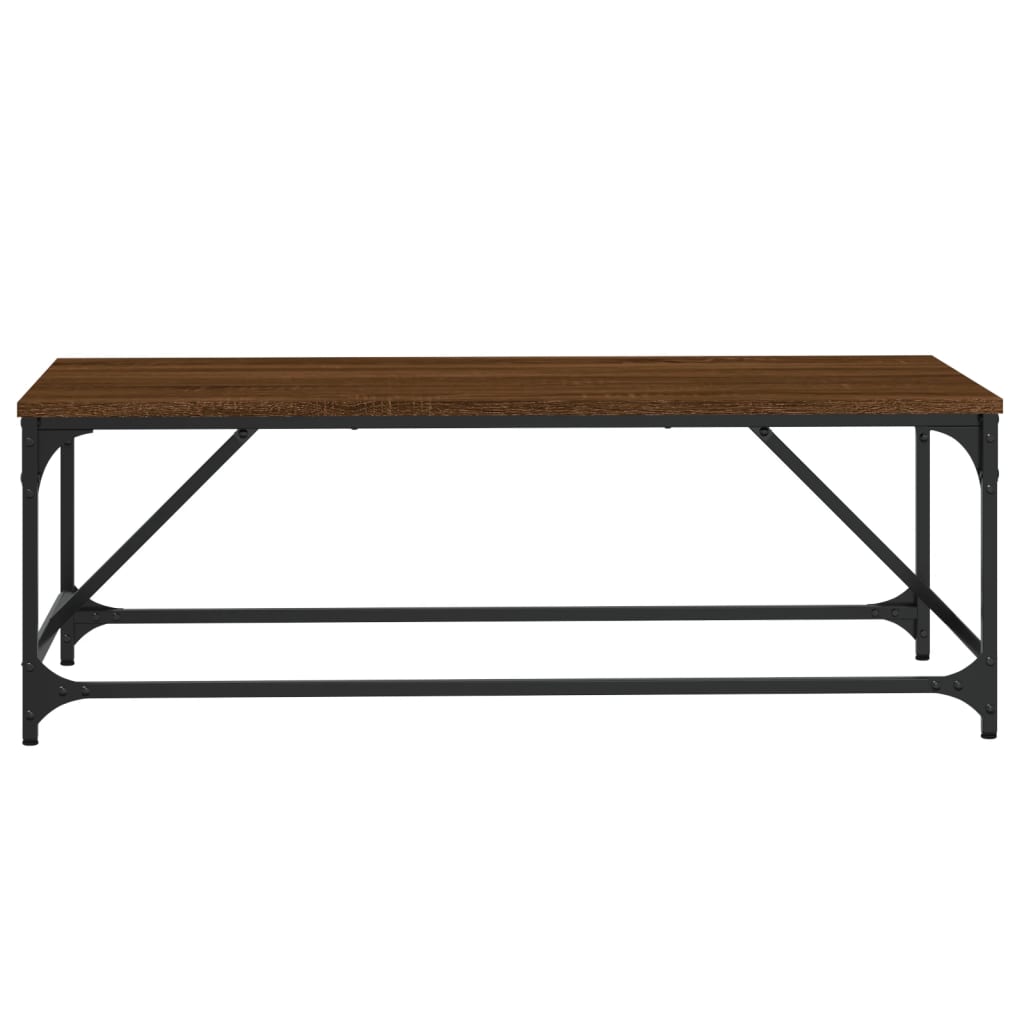 Salontafel 100x50x35 cm bewerkt hout bruin eikenkleur is nu te koop bij PeponiXL, paradijselijk wonen!