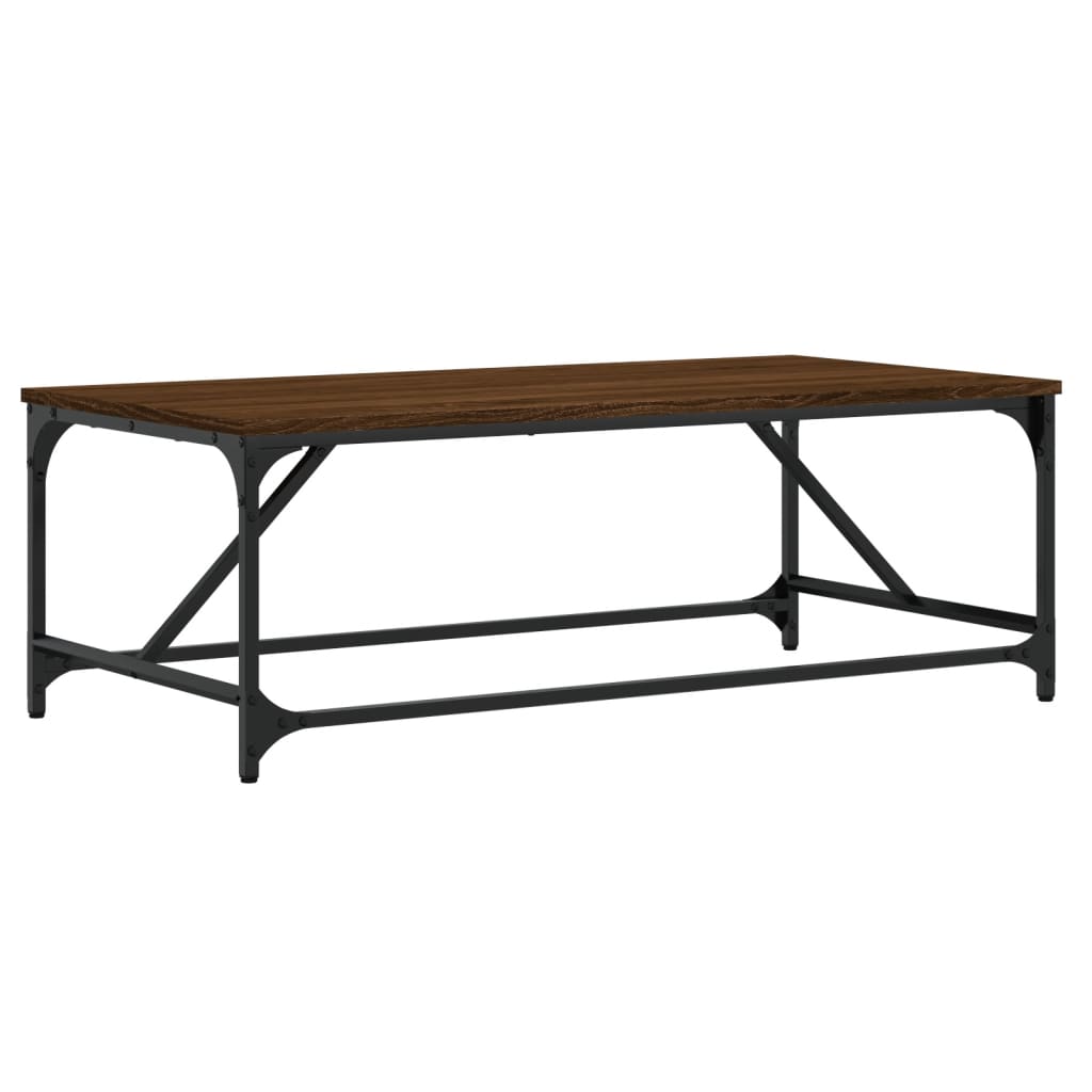 Salontafel 100x50x35 cm bewerkt hout bruin eikenkleur is nu te koop bij PeponiXL, paradijselijk wonen!