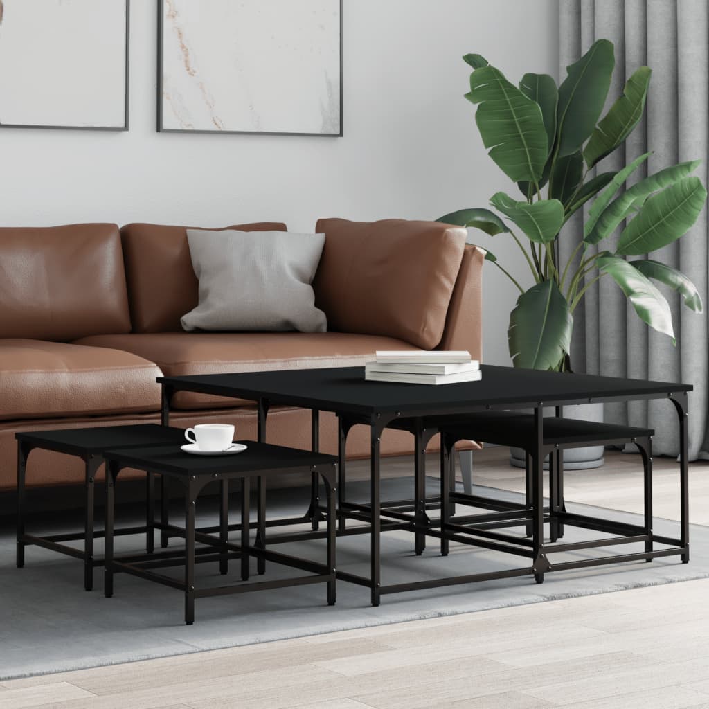 5-delige Tafeltjesset bewerkt hout zwart is nu te koop bij PeponiXL, paradijselijk wonen!