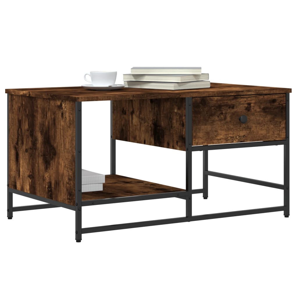 Salontafel 85,5x51x45 cm bewerkt hout gerookt eikenkleurig is nu te koop bij PeponiXL, paradijselijk wonen!