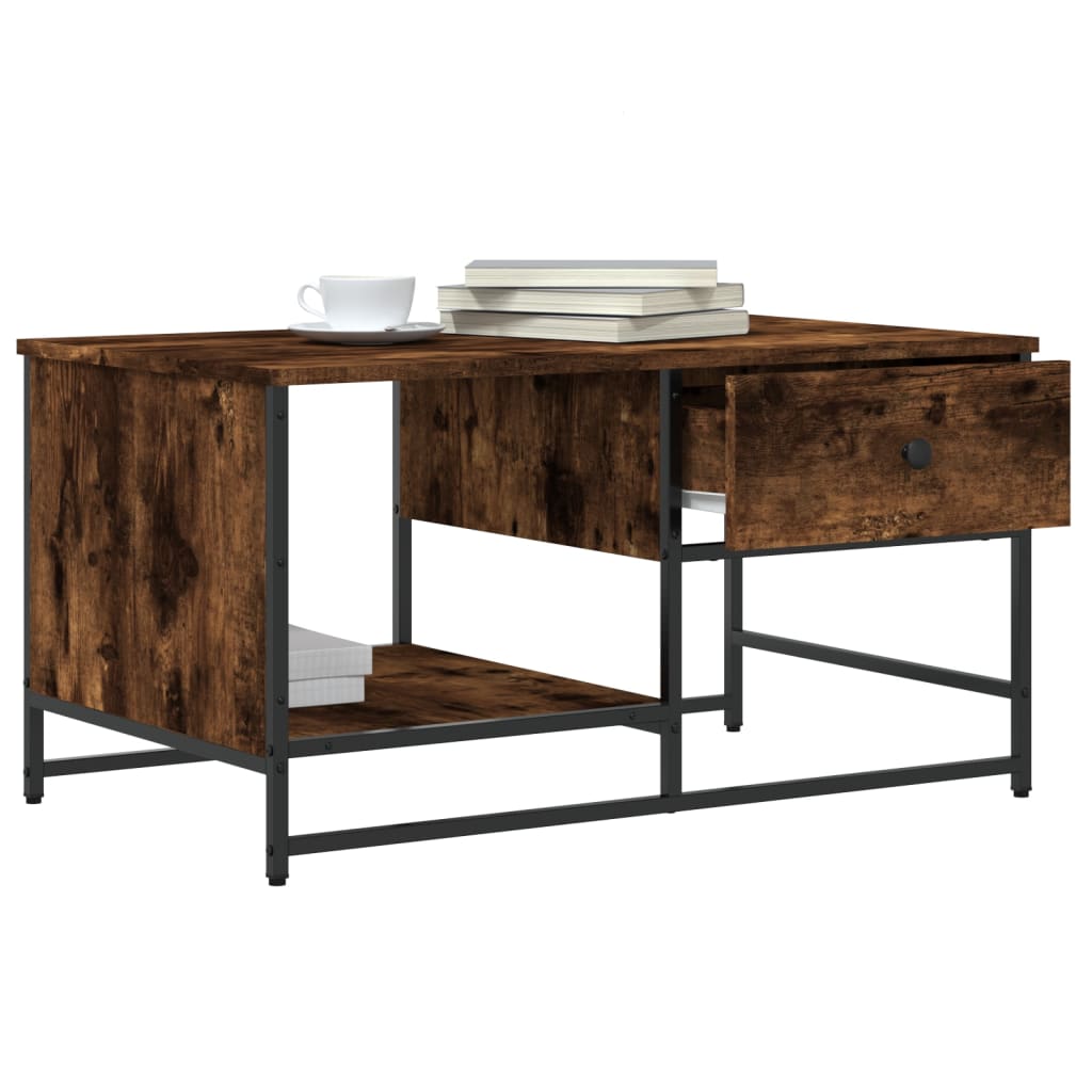 Salontafel 85,5x51x45 cm bewerkt hout gerookt eikenkleurig is nu te koop bij PeponiXL, paradijselijk wonen!