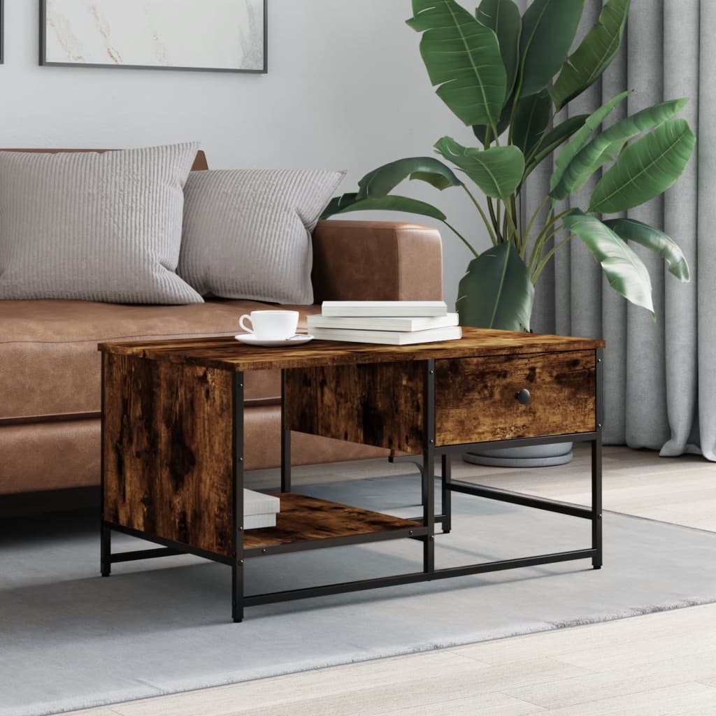 Salontafel 85,5x51x45 cm bewerkt hout gerookt eikenkleurig is nu te koop bij PeponiXL, paradijselijk wonen!
