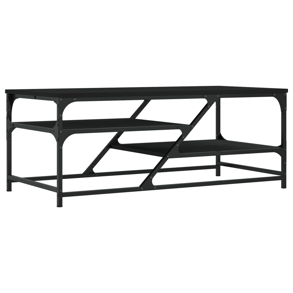 Salontafel 100x49x40 cm bewerkt hout zwart is nu te koop bij PeponiXL, paradijselijk wonen!