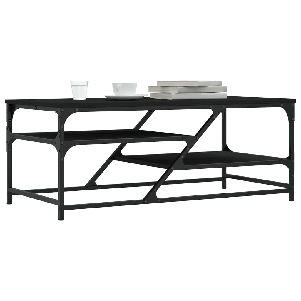 Salontafel 100x49x40 cm bewerkt hout zwart is nu te koop bij PeponiXL, paradijselijk wonen!