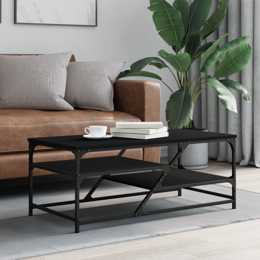 Salontafel 100x49x40 cm bewerkt hout zwart is nu te koop bij PeponiXL, paradijselijk wonen!
