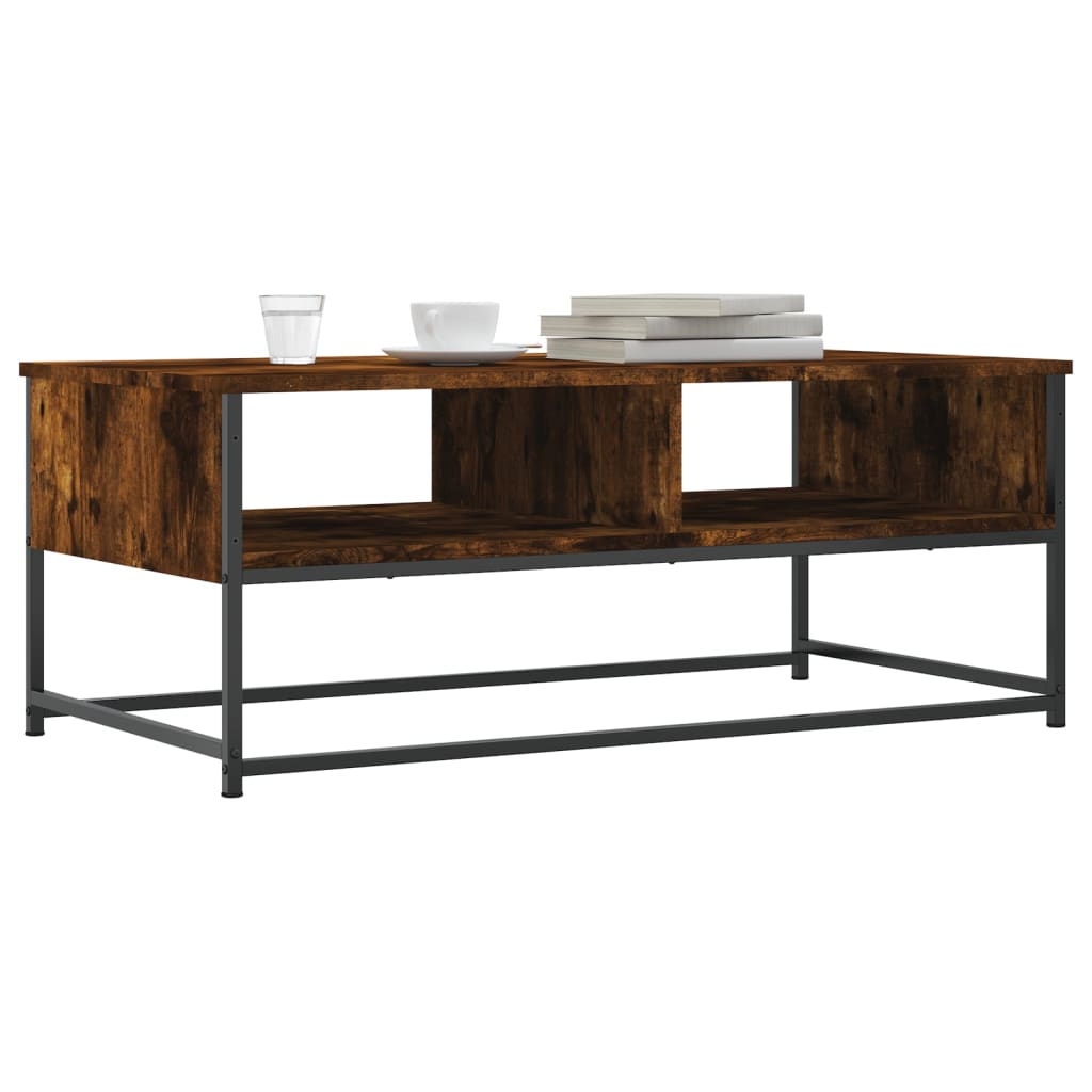 Salontafel 100x51x40 cm bewerkt hout gerookt eikenkleurig is nu te koop bij PeponiXL, paradijselijk wonen!