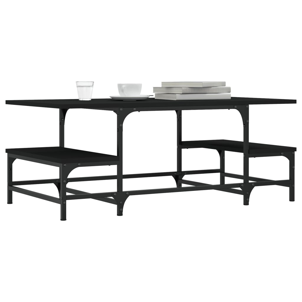 Salontafel 100x50,5x40 cm bewerkt hout zwart is nu te koop bij PeponiXL, paradijselijk wonen!