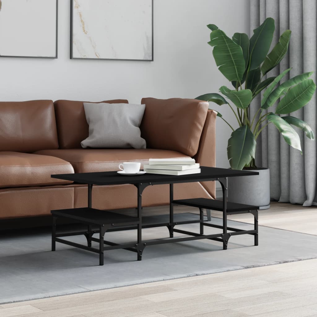 Salontafel 100x50,5x40 cm bewerkt hout zwart is nu te koop bij PeponiXL, paradijselijk wonen!