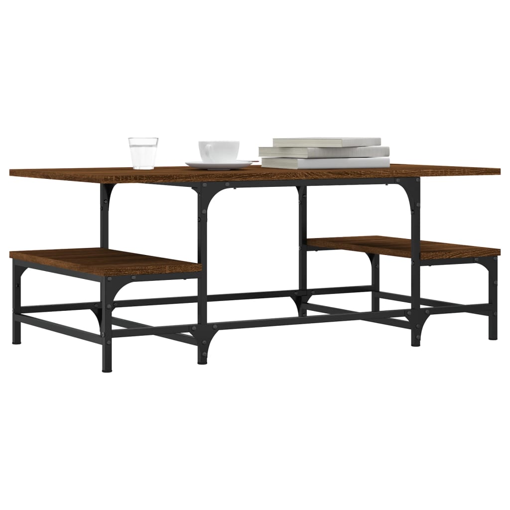 Salontafel 100x50,5x40 cm bewerkt hout bruin eikenkleur is nu te koop bij PeponiXL, paradijselijk wonen!