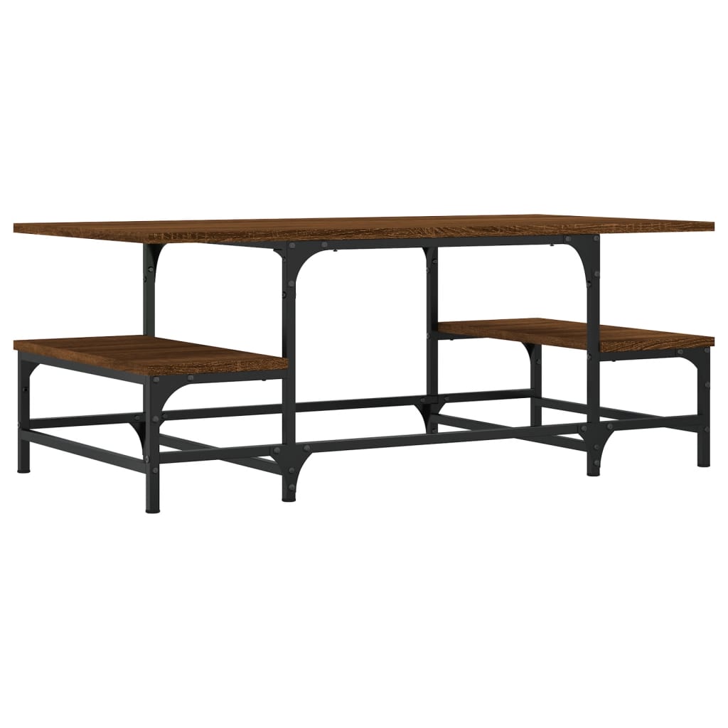 Salontafel 100x50,5x40 cm bewerkt hout bruin eikenkleur is nu te koop bij PeponiXL, paradijselijk wonen!