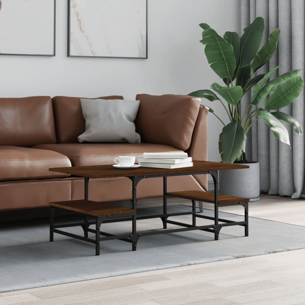 Salontafel 100x50,5x40 cm bewerkt hout bruin eikenkleur is nu te koop bij PeponiXL, paradijselijk wonen!