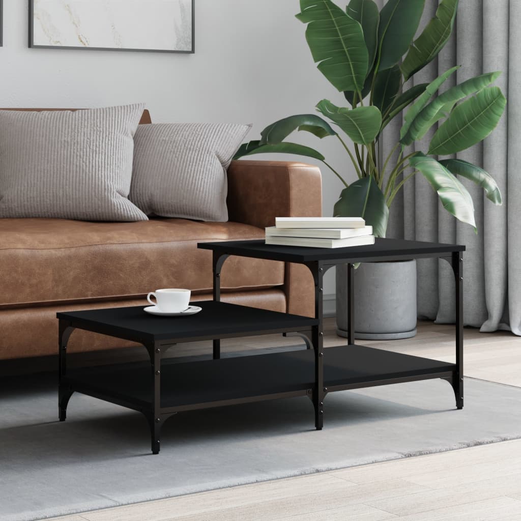 Salontafel 100x50,5x45 cm bewerkt hout zwart is nu te koop bij PeponiXL, paradijselijk wonen!