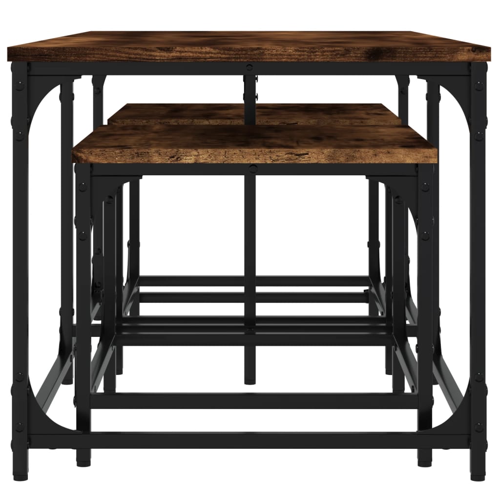 3-delige Tafeltjesset bewerkt hout gerookt eikenkleurig is nu te koop bij PeponiXL, paradijselijk wonen!
