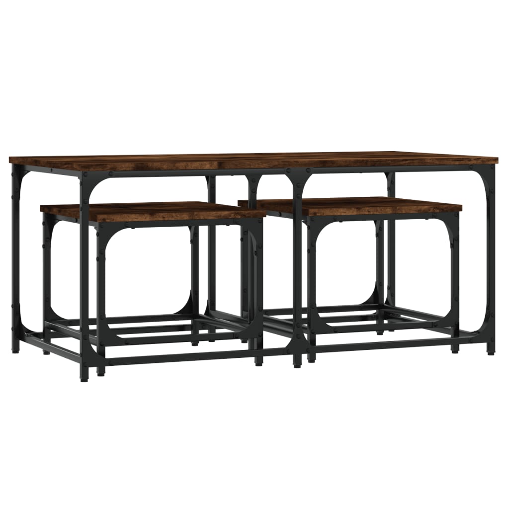 3-delige Tafeltjesset bewerkt hout gerookt eikenkleurig is nu te koop bij PeponiXL, paradijselijk wonen!