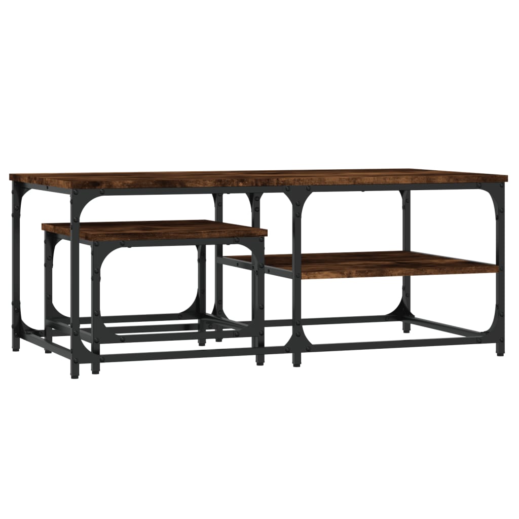 2-delige Tafeltjesset bewerkt hout gerookt eikenkleurig is nu te koop bij PeponiXL, paradijselijk wonen!