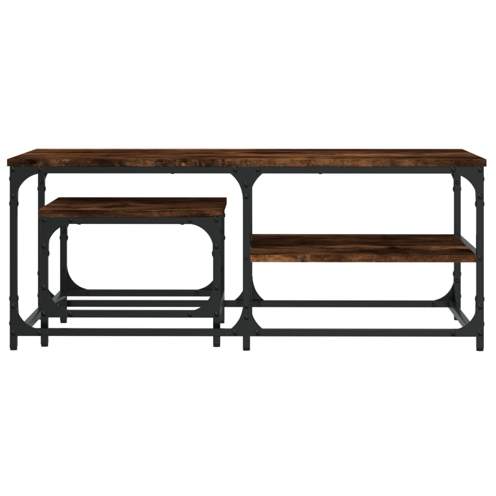2-delige Tafeltjesset bewerkt hout gerookt eikenkleurig is nu te koop bij PeponiXL, paradijselijk wonen!