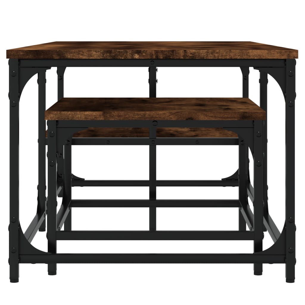 2-delige Tafeltjesset bewerkt hout gerookt eikenkleurig is nu te koop bij PeponiXL, paradijselijk wonen!