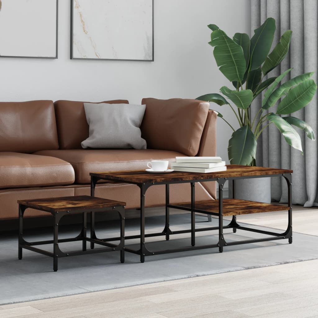 2-delige Tafeltjesset bewerkt hout gerookt eikenkleurig is nu te koop bij PeponiXL, paradijselijk wonen!