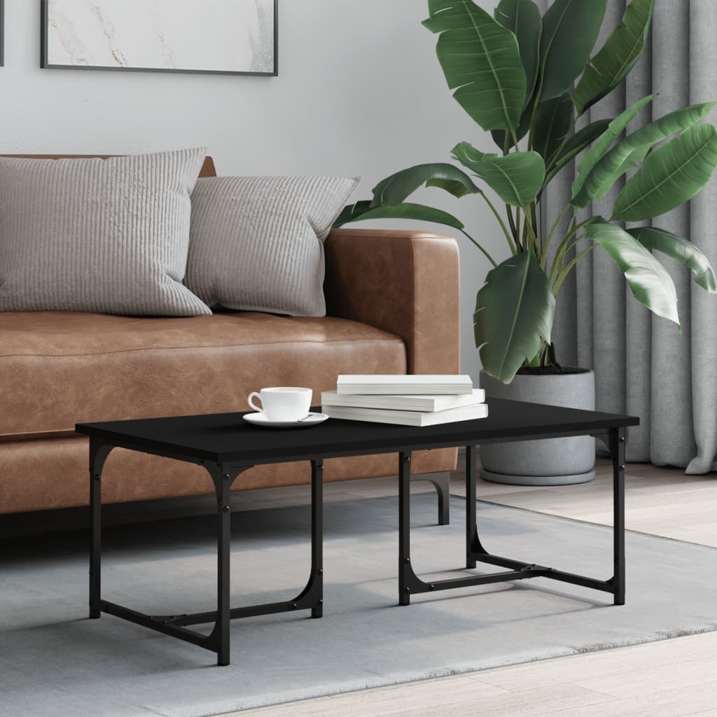 Salontafel 90x50x35 cm bewerkt hout zwart is nu te koop bij PeponiXL, paradijselijk wonen!