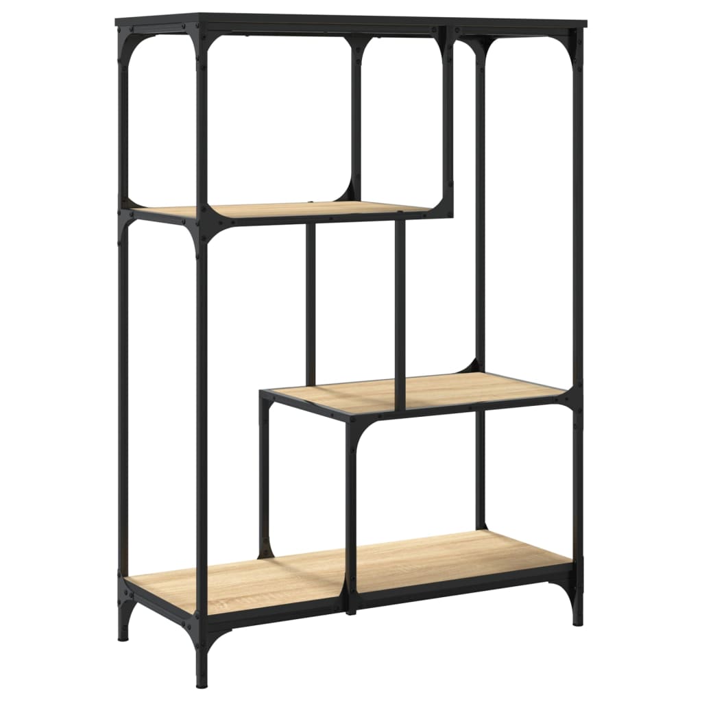 Boekenrek 81x36x115 cm bewerkt hout en staal sonoma eikenkleur is nu te koop bij PeponiXL, paradijselijk wonen!