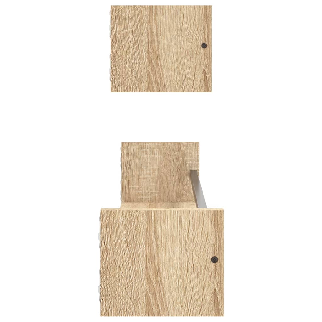 Wandschappen met stangen 2 st 80x16x14 cm Sonoma eikenkleurig is nu te koop bij PeponiXL, paradijselijk wonen!