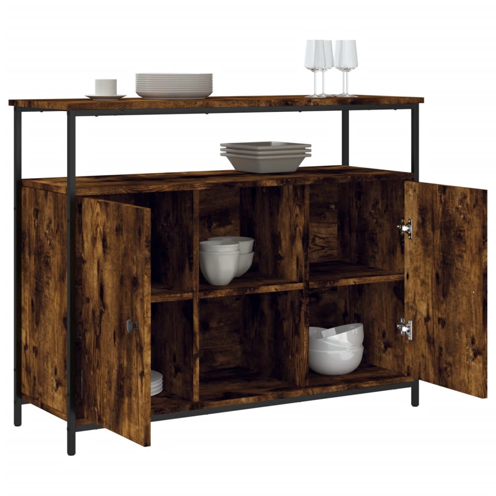 Dressoir 100x35x80 cm bewerkt hout gerookt eikenkleurig is nu te koop bij PeponiXL, paradijselijk wonen!