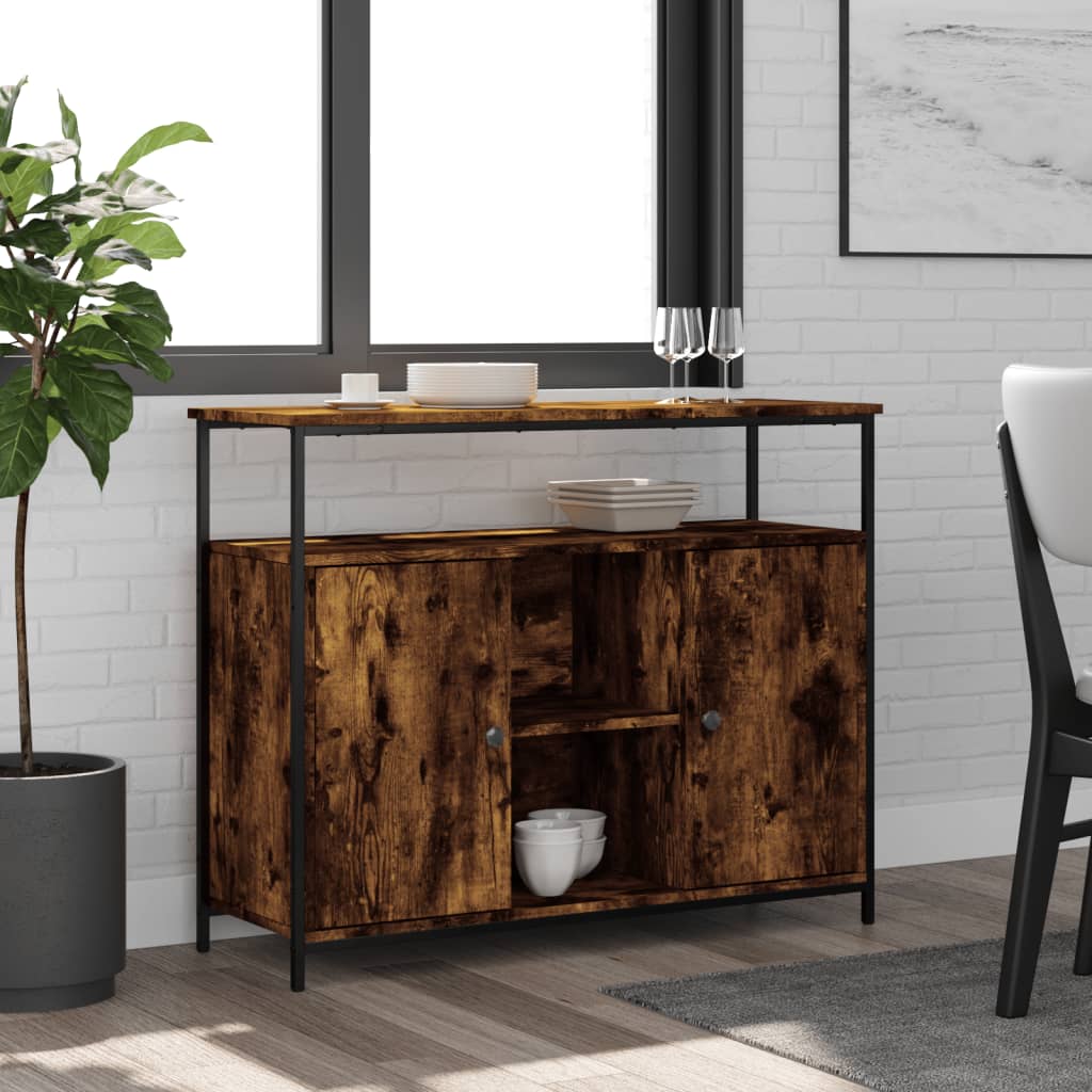 Dressoir 100x35x80 cm bewerkt hout gerookt eikenkleurig is nu te koop bij PeponiXL, paradijselijk wonen!