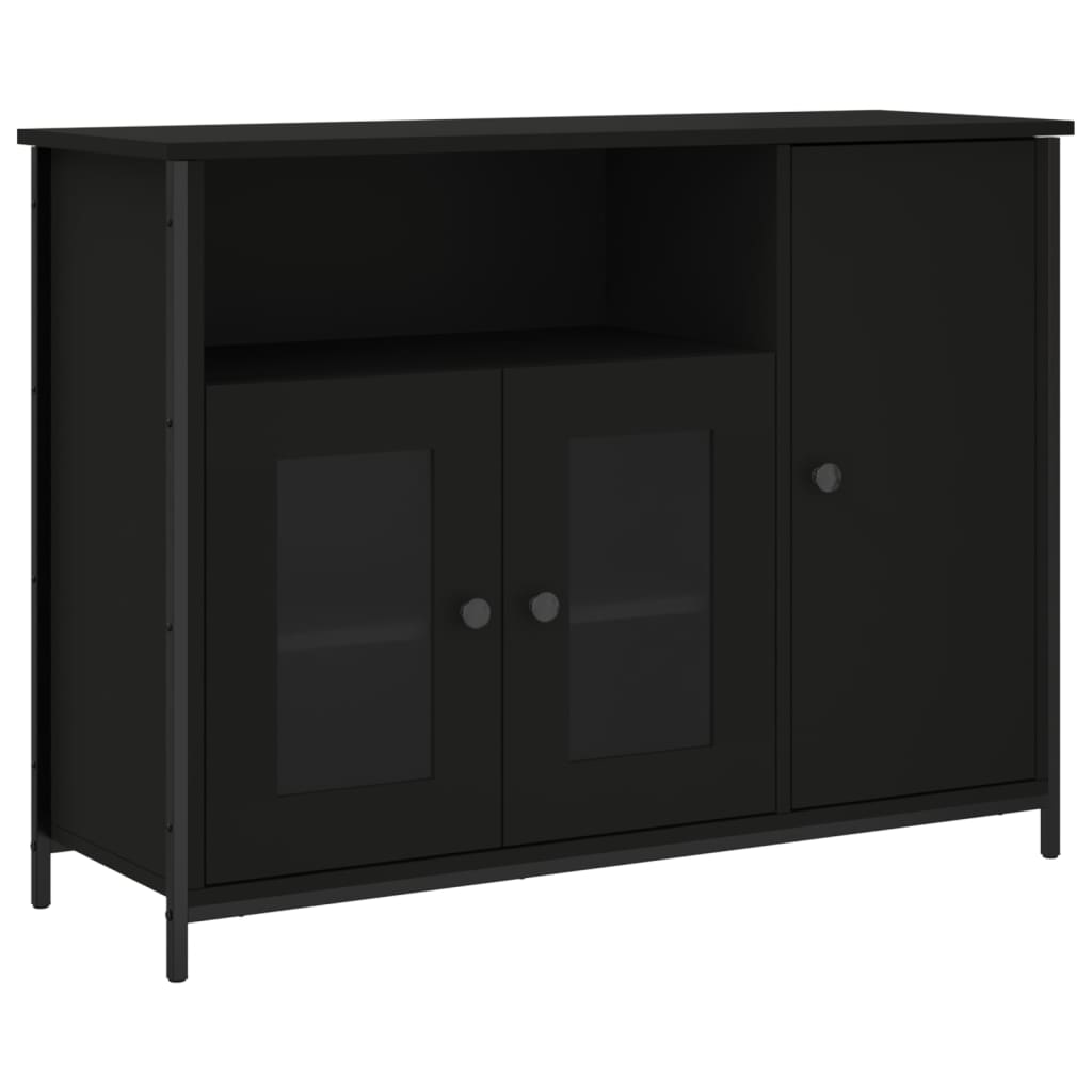 Dressoir 100x35x75 cm bewerkt hout zwart is nu te koop bij PeponiXL, paradijselijk wonen!