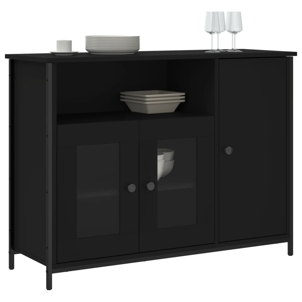 Dressoir 100x35x75 cm bewerkt hout zwart is nu te koop bij PeponiXL, paradijselijk wonen!