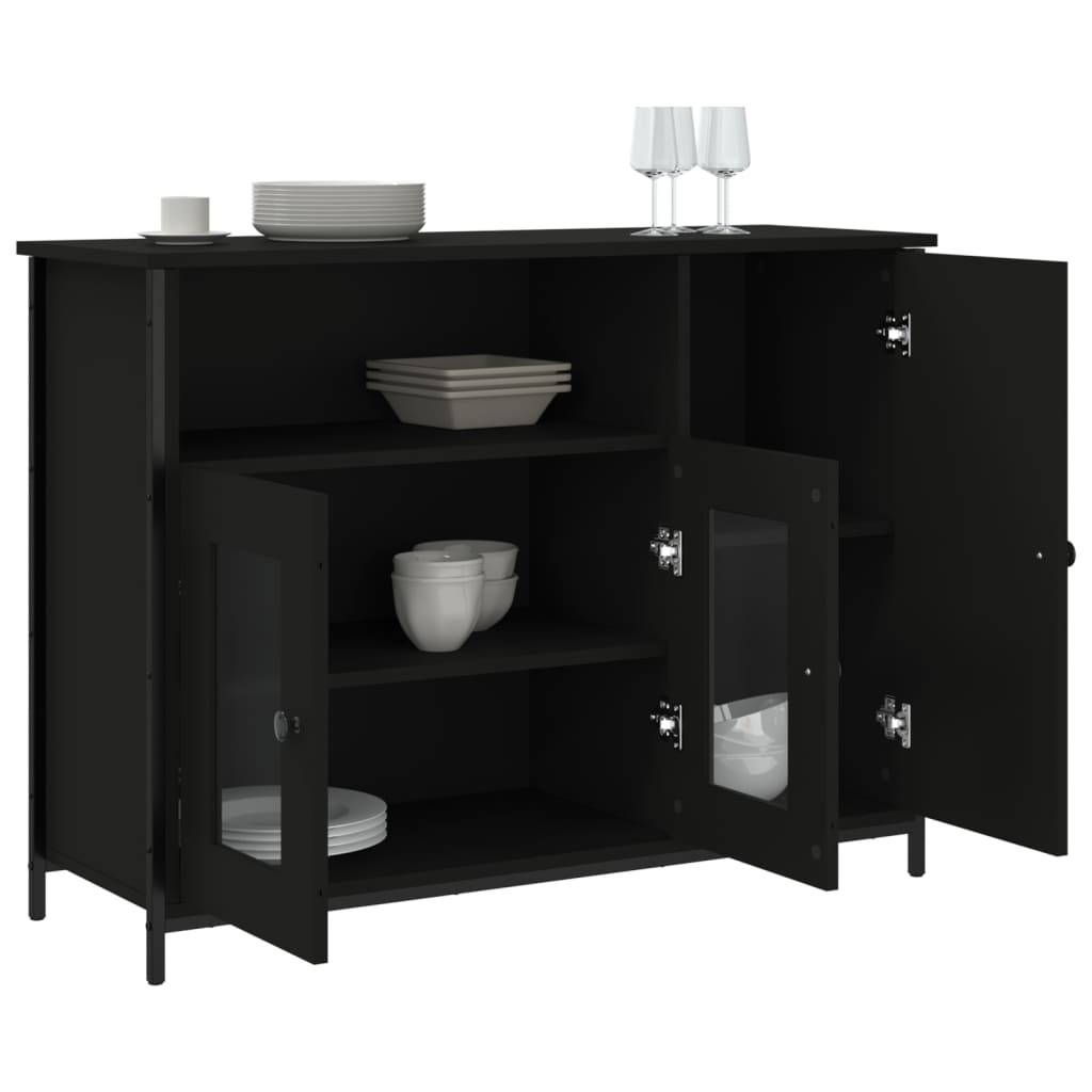 Dressoir 100x35x75 cm bewerkt hout zwart is nu te koop bij PeponiXL, paradijselijk wonen!