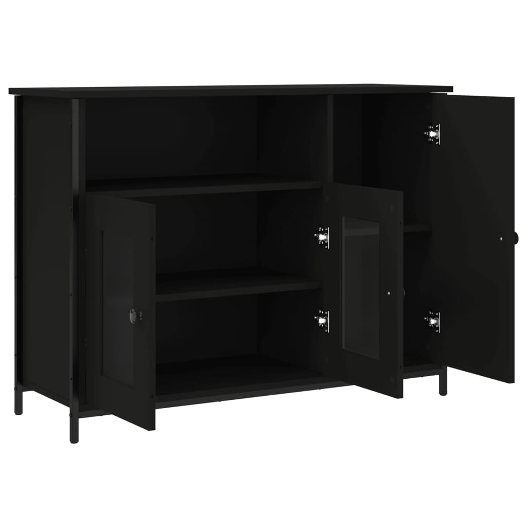 Dressoir 100x35x75 cm bewerkt hout zwart is nu te koop bij PeponiXL, paradijselijk wonen!