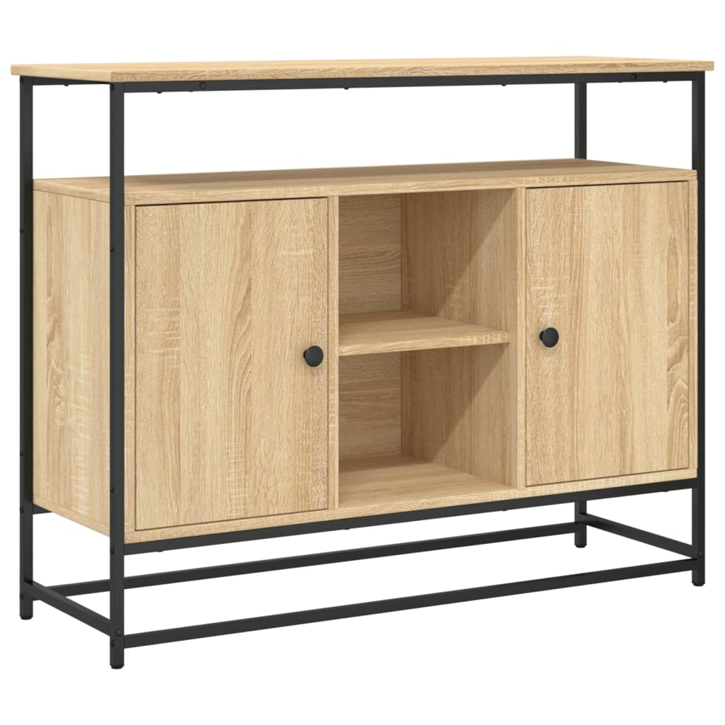 Dressoir 100x35x80 cm bewerkt hout sonoma eikenkleurig is nu te koop bij PeponiXL, paradijselijk wonen!